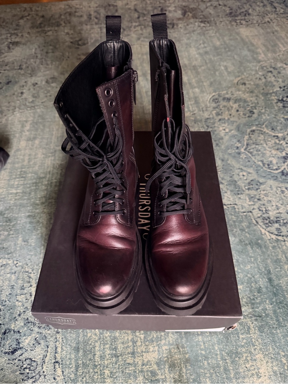 Thursday Boot Company Women’s Burgundy Lace-Up Leather Boots - Fatale